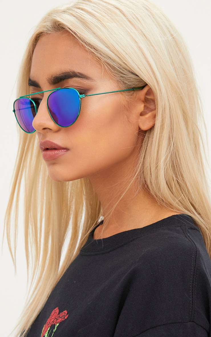 Green Retro Style Aviator Sunglasses. Accessories PrettyLittleThing QA