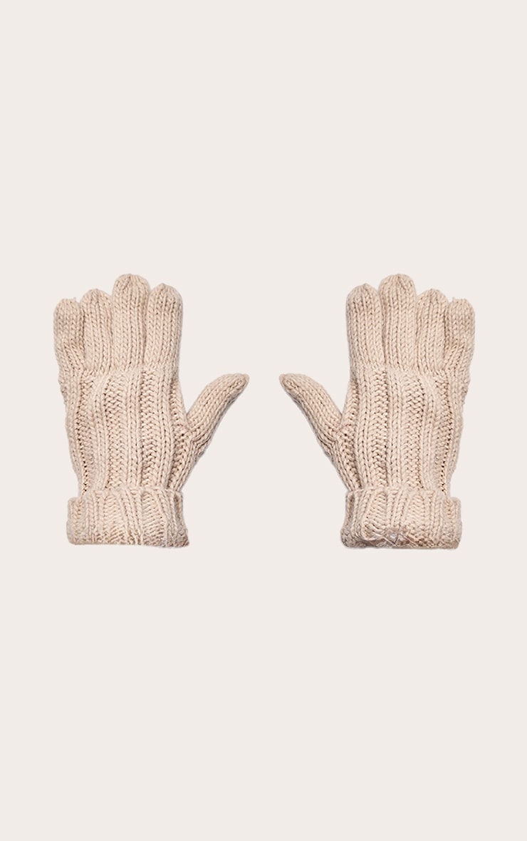 Oatmeal Cable Knit Gloves image 2