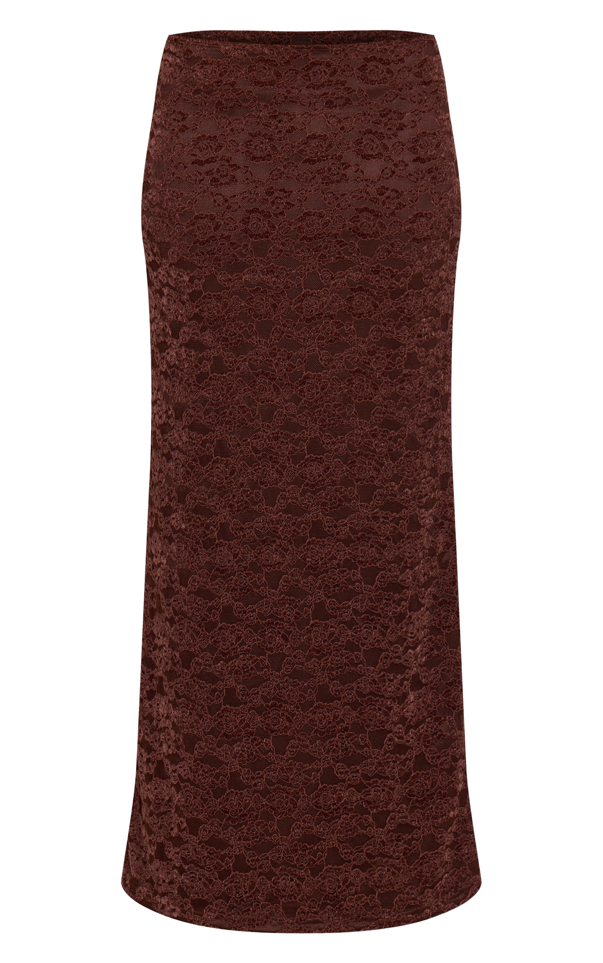 Chocolate Lace Velvet Maxi Skirt Mid Rise image 5