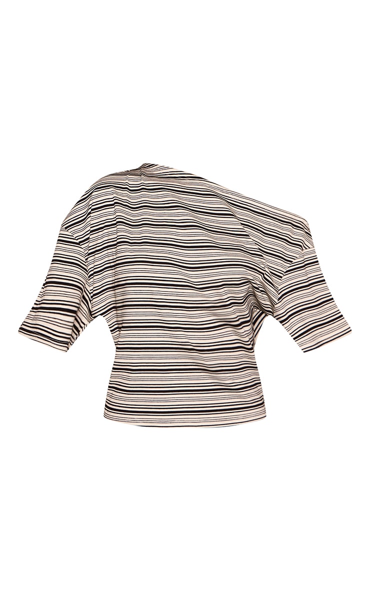 Black and White Soft Striped Rib Slouchy Top image 5