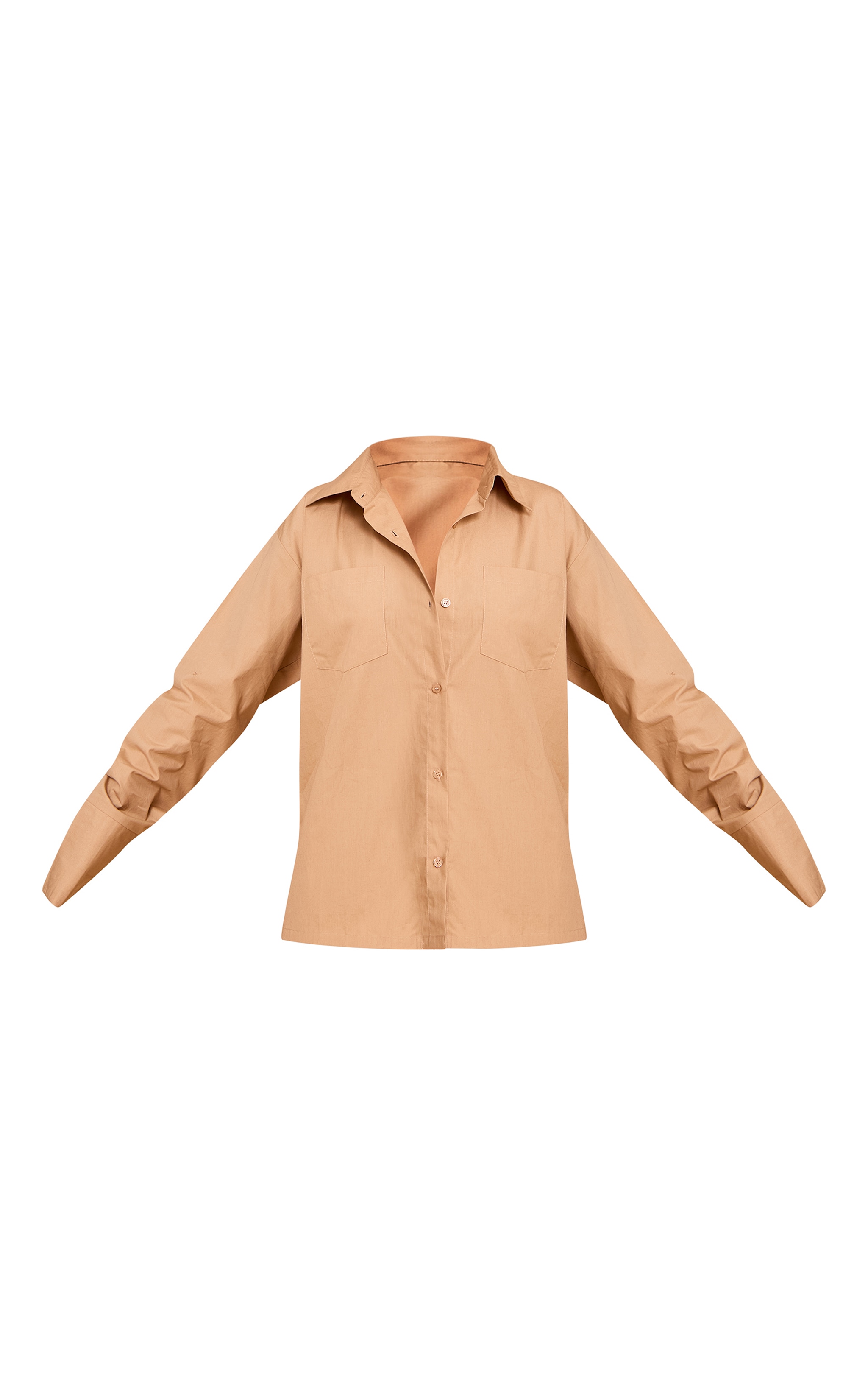 Sand Cotton Poplin Oversized Long Sleeve Shirt image 5