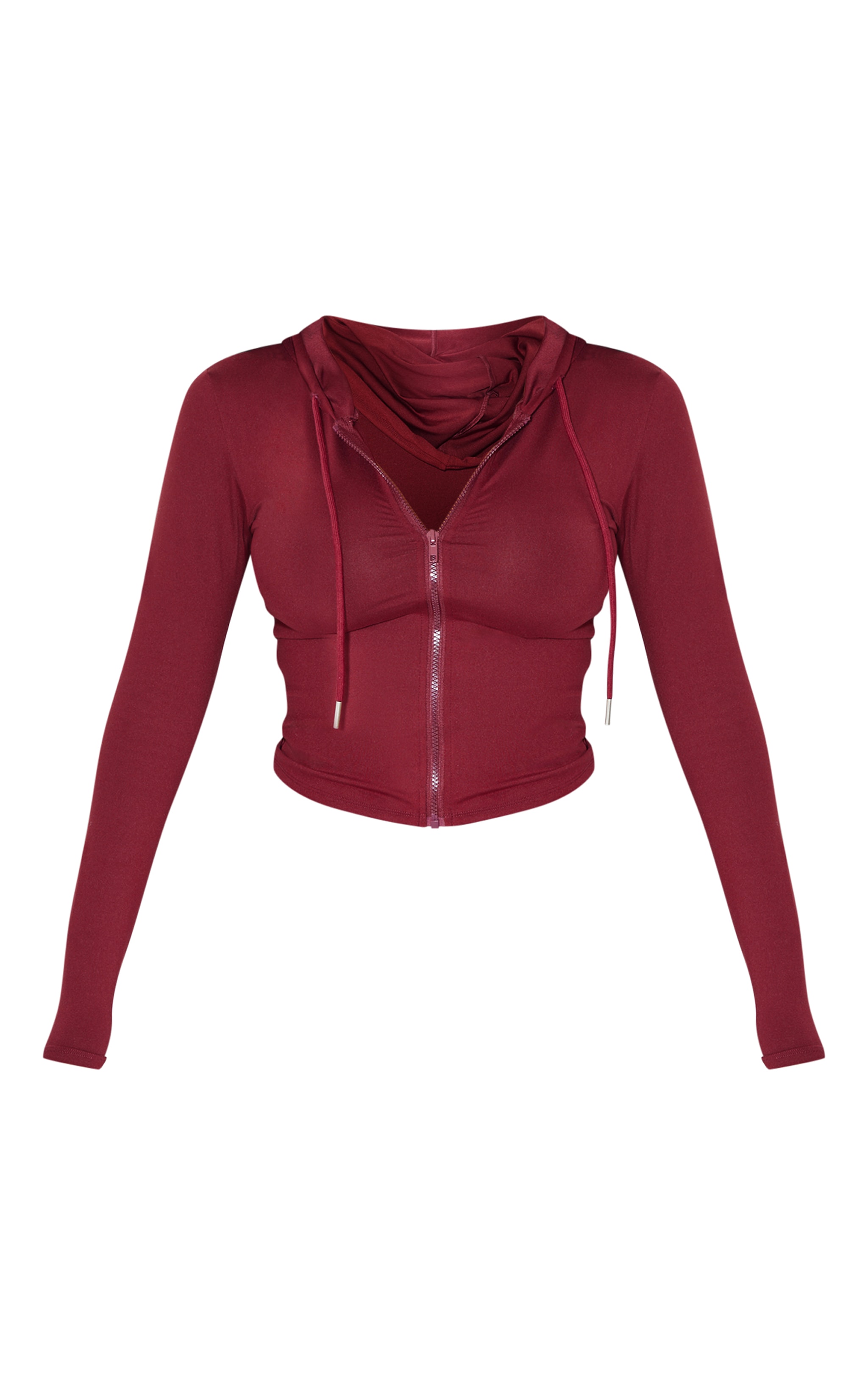 Shape Burgundy Sculpted Zip Through Hoodie image 5