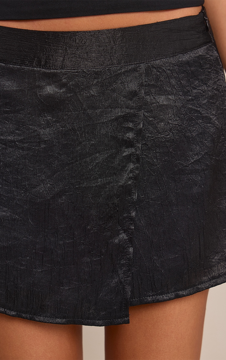 Black Textured Satin Floaty Skort image 5