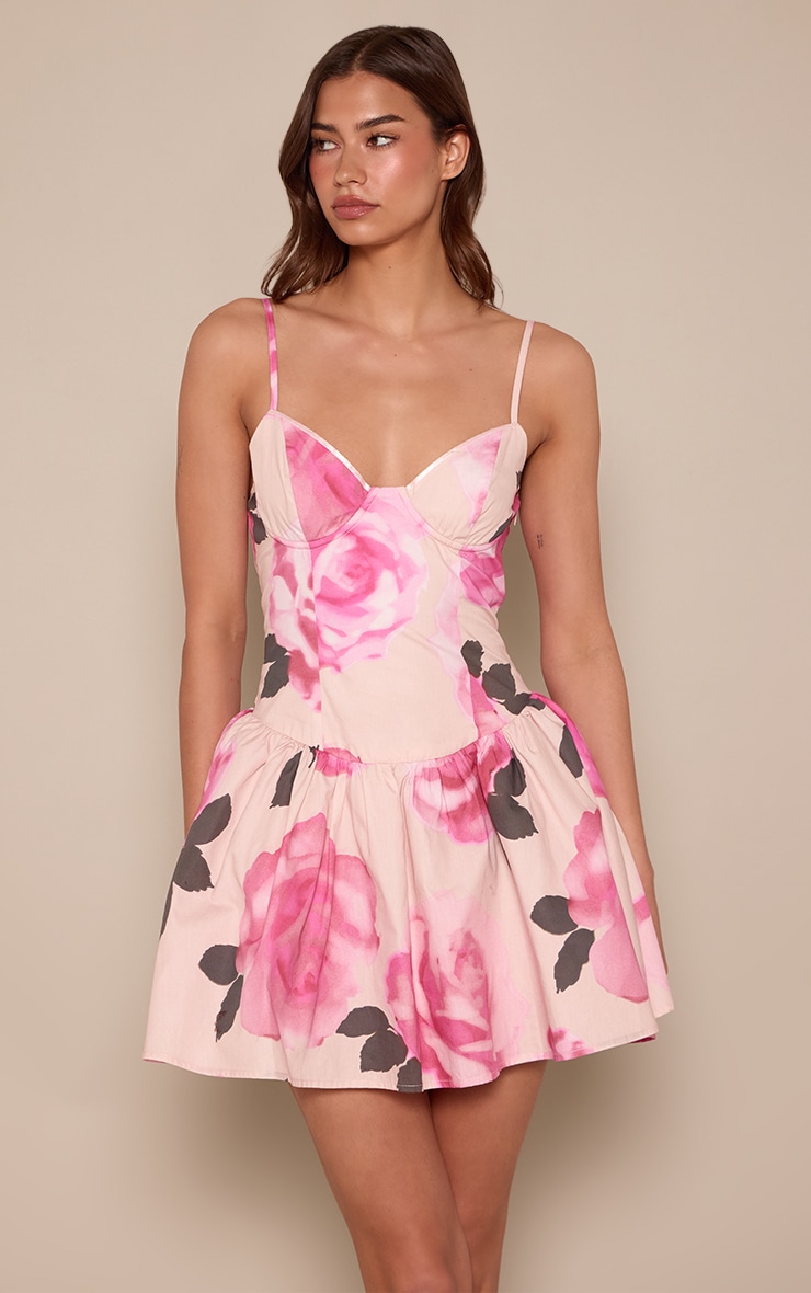 Pink Floral Underwired Shift Dress