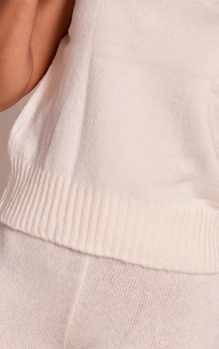 Petite Cream Knit High Neck Sleeveless Crop Top image 4