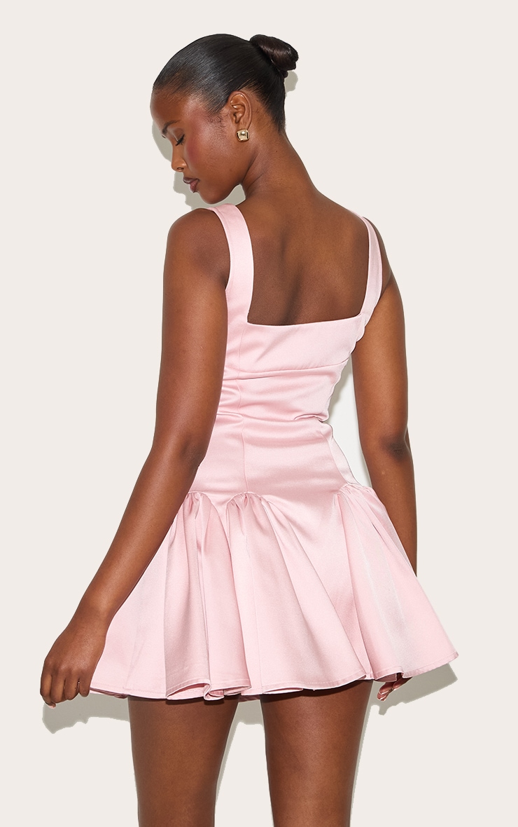 Baby Pink Bust Detail Pleated Shift Dress | Dresses