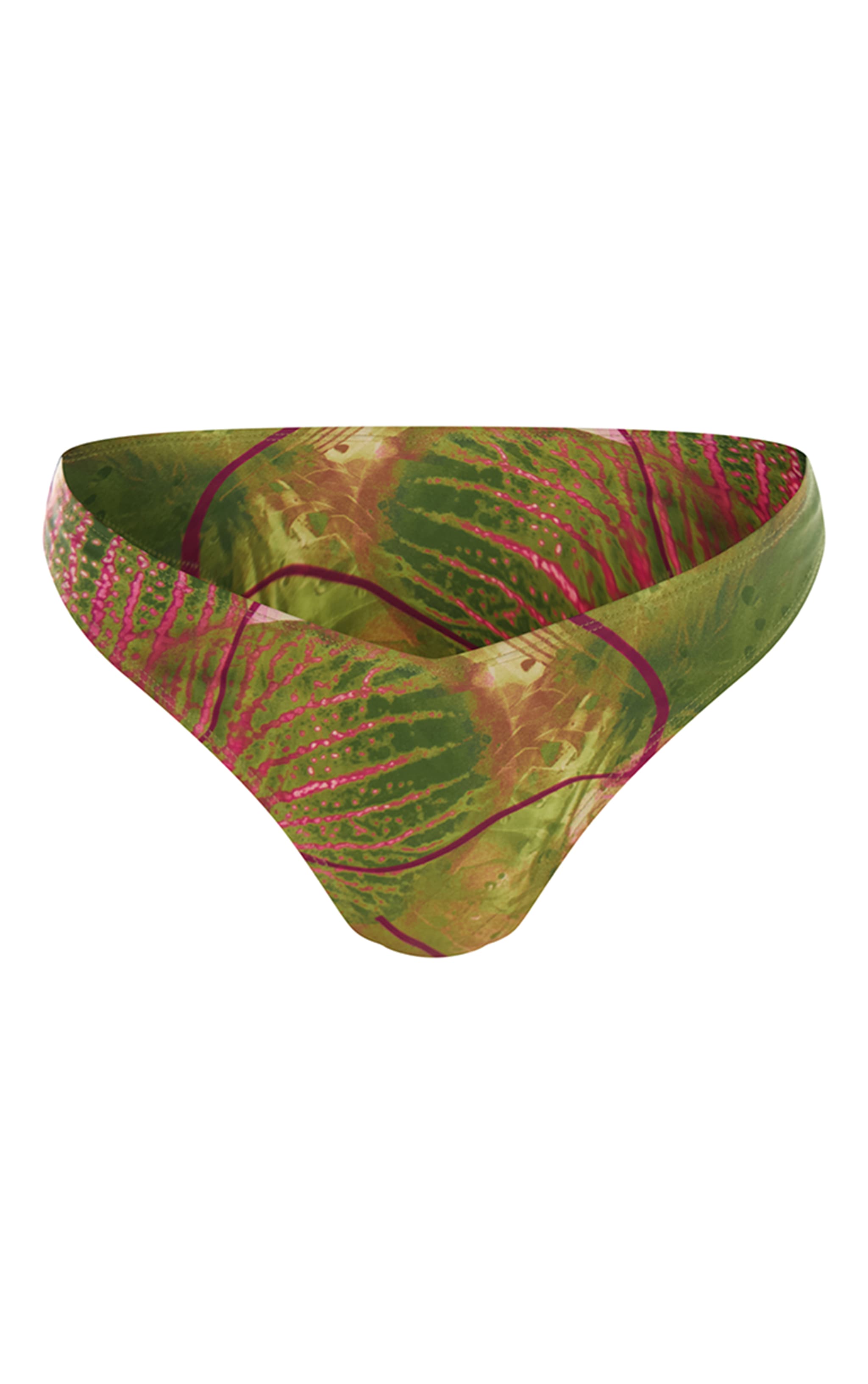 Olive Orchid Print Tanga Bikini Bottoms image 5