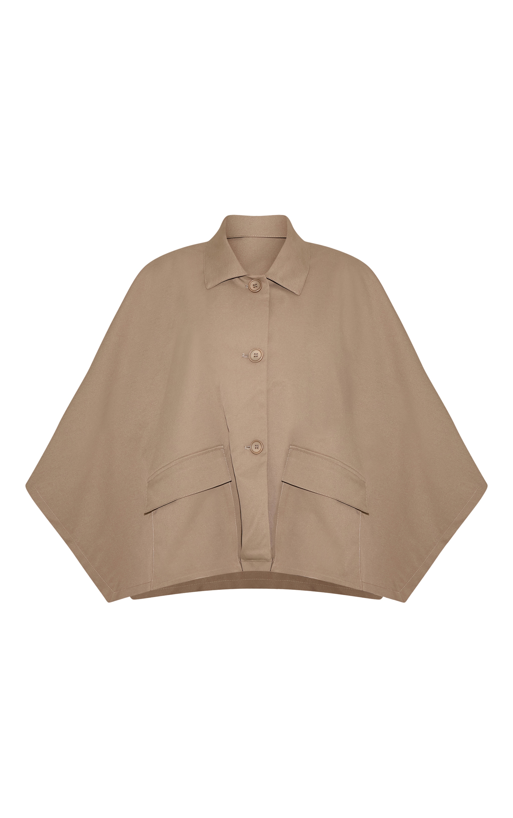 Plus Taupe Batwing Cropped Trench Style Jacket image 5