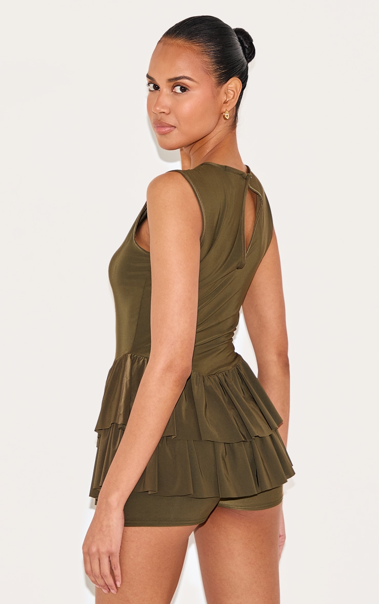 Khaki Slinky Rara Skort Romper image 2