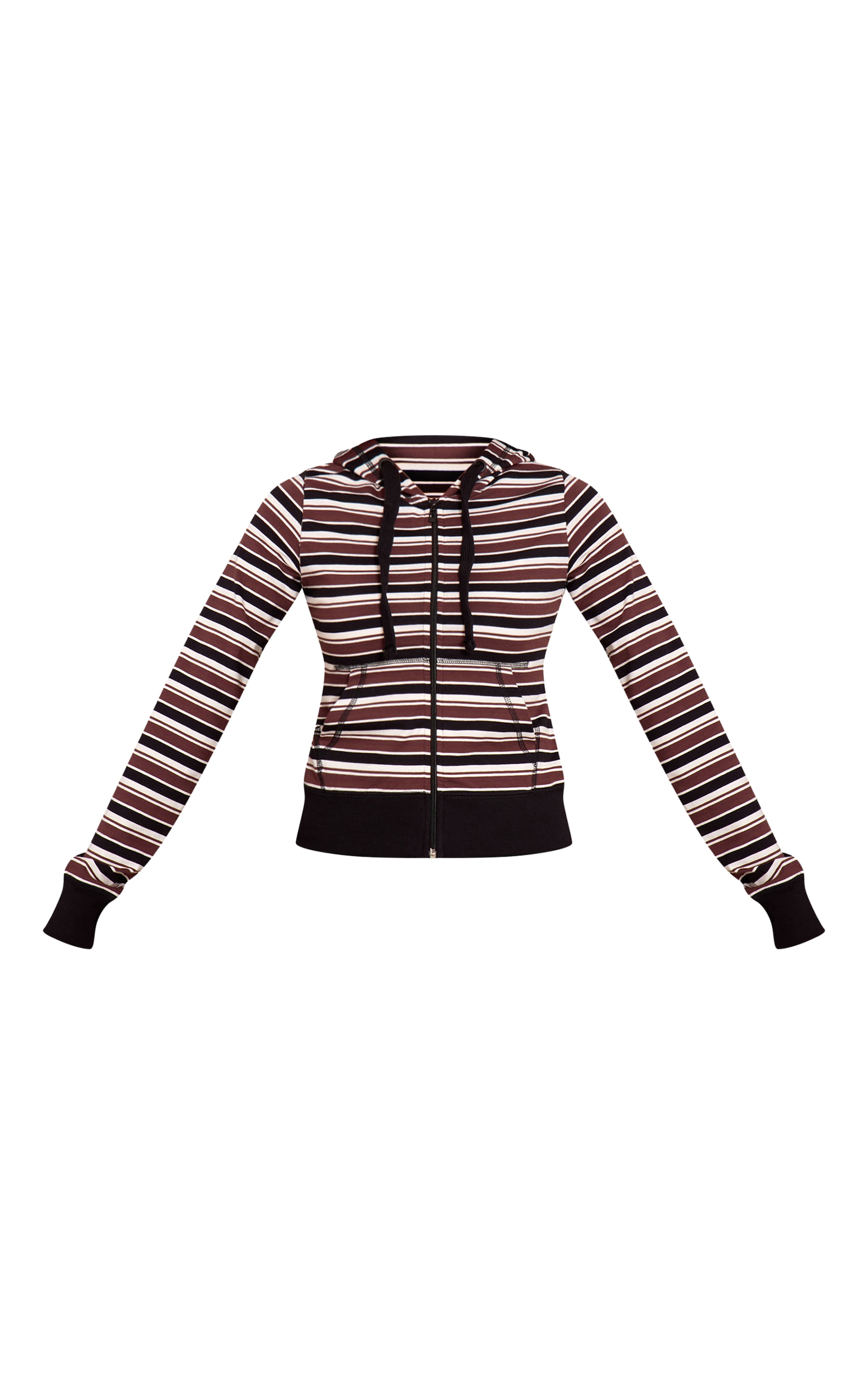 Black Stripe Zip Up Fitted Track Top image 5