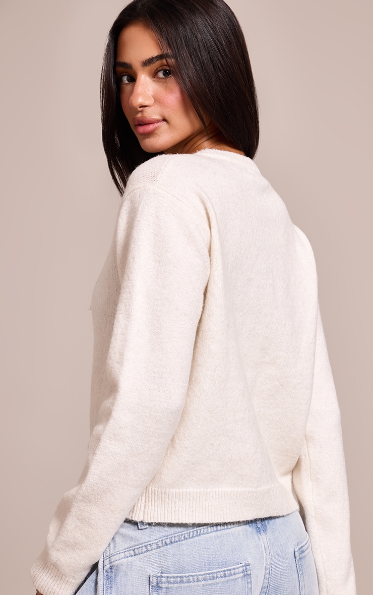 Petite Cream Knit Button Through Cardigan image 2