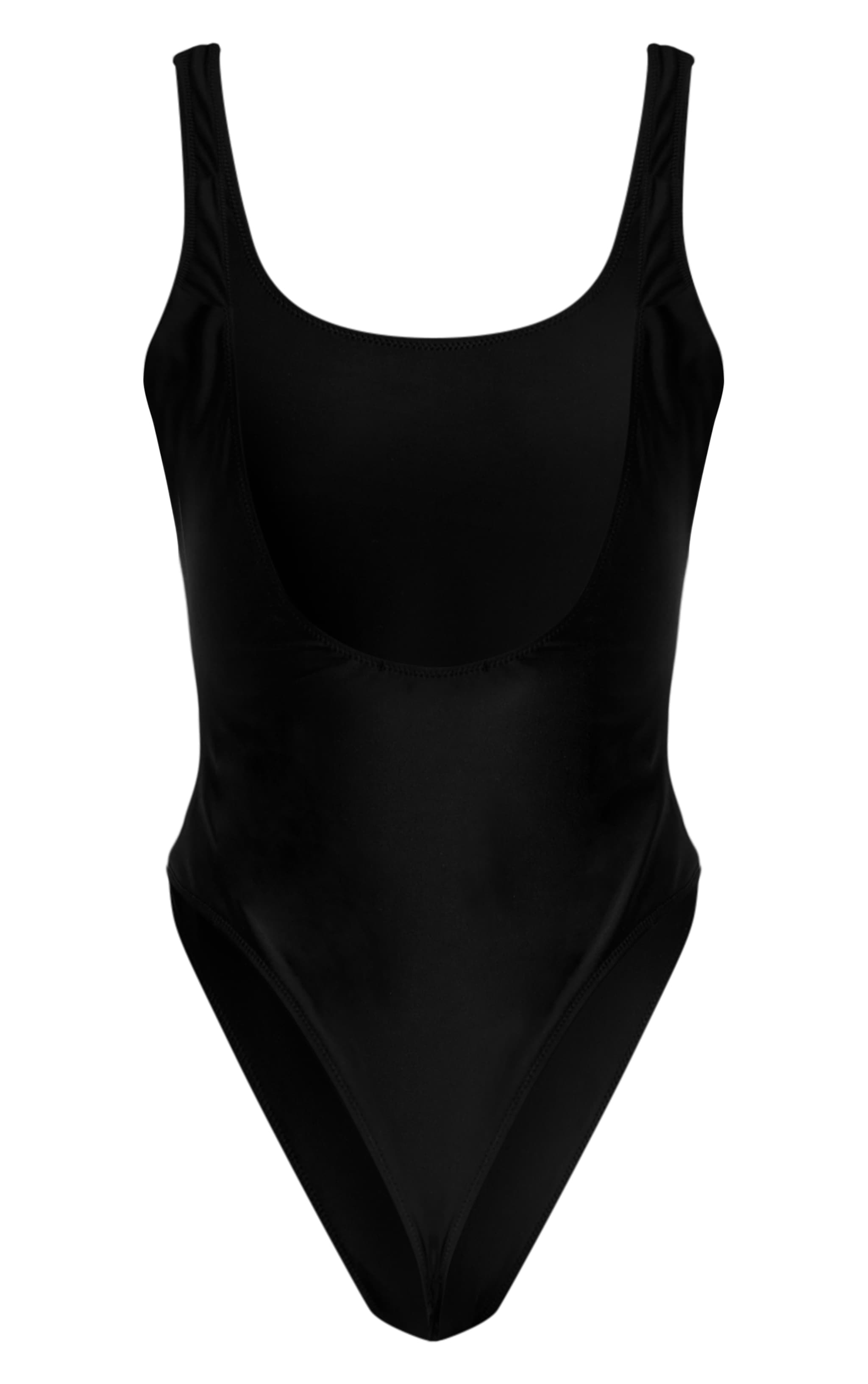 Black Basic Scooped Swimsuit. image 6
