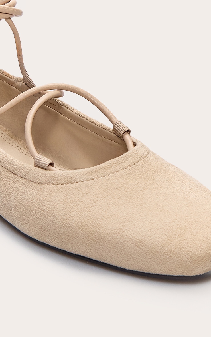 Stone Faux Suede Lace Up Ballet Flat image 5