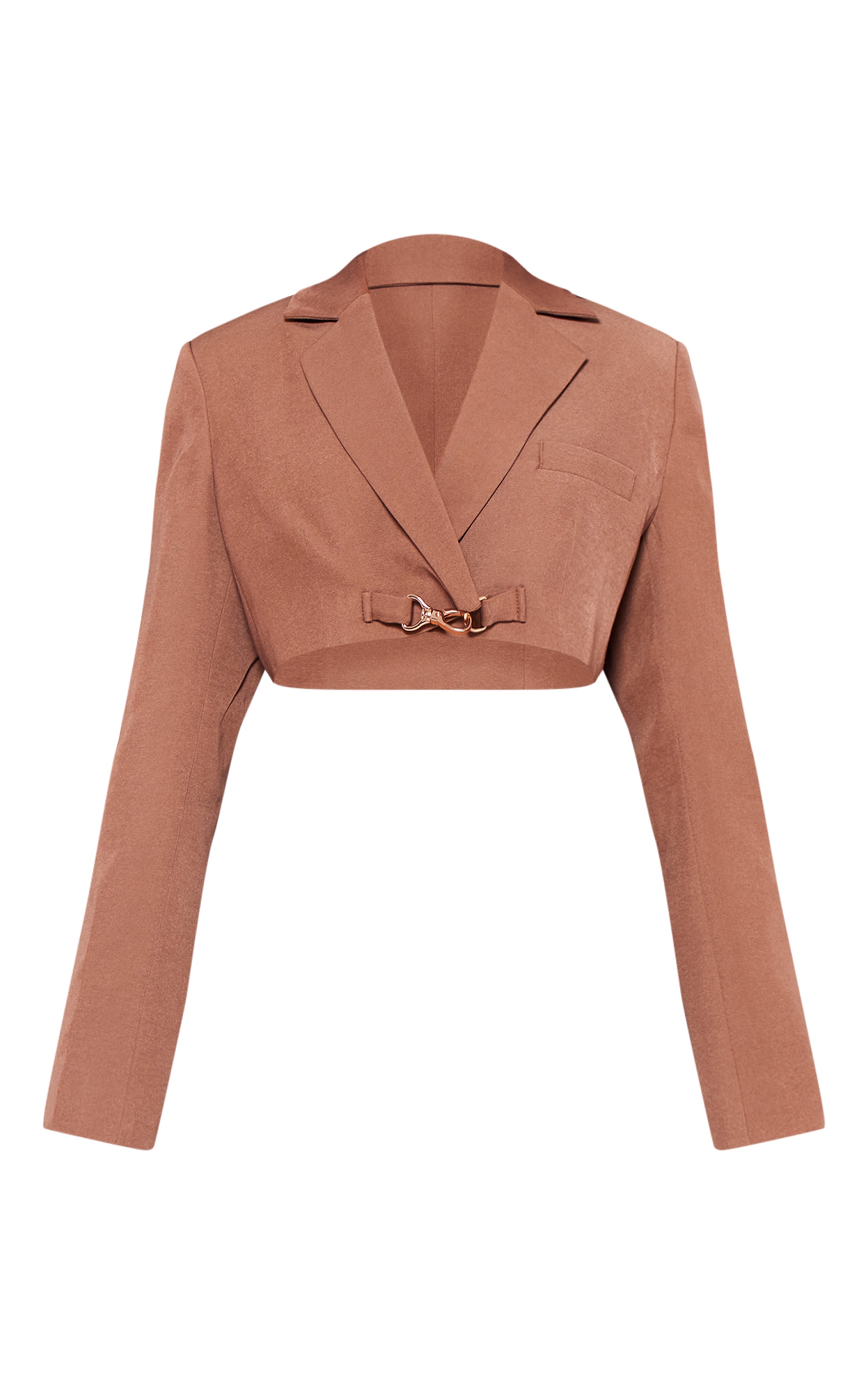 Petite Taupe Trim Detail Cropped Blazer image 5