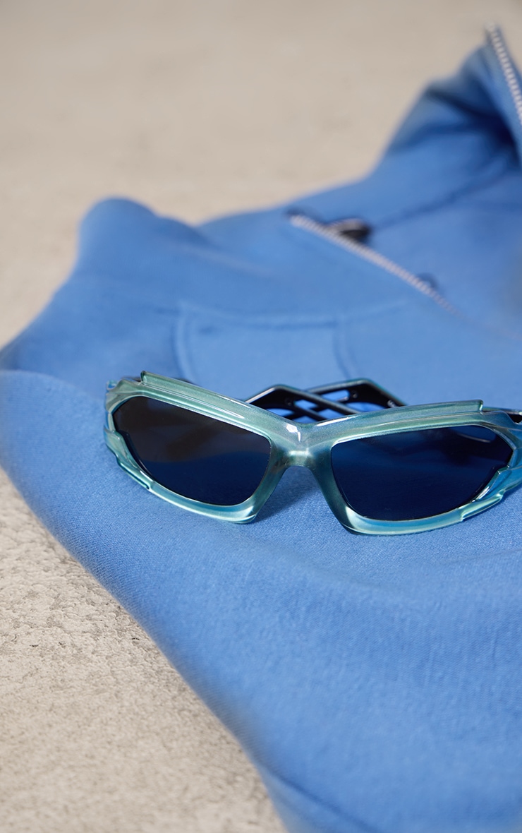 Lunettes de soleil style sport bleues visière zig zag image 2