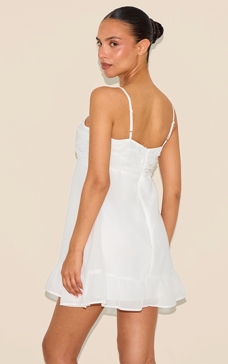 Petite White Chiffon Strappy Flowy Shift Dress image 2