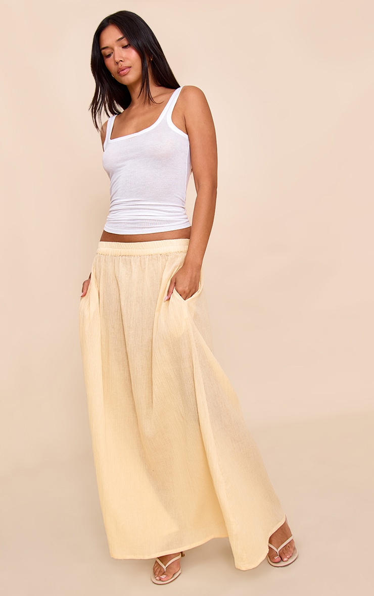 Butter Yellow Cotton Cheesecloth Elasticated Waist Maxi Skirt image 1