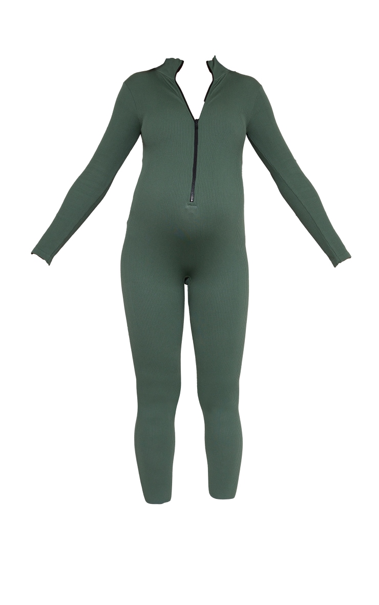 Maternity Sea Green Contour Ribbed Jumpsuit image 5