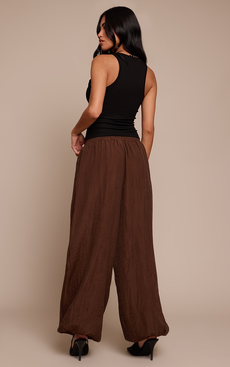 Brown Textured Balloon Pants  image 3