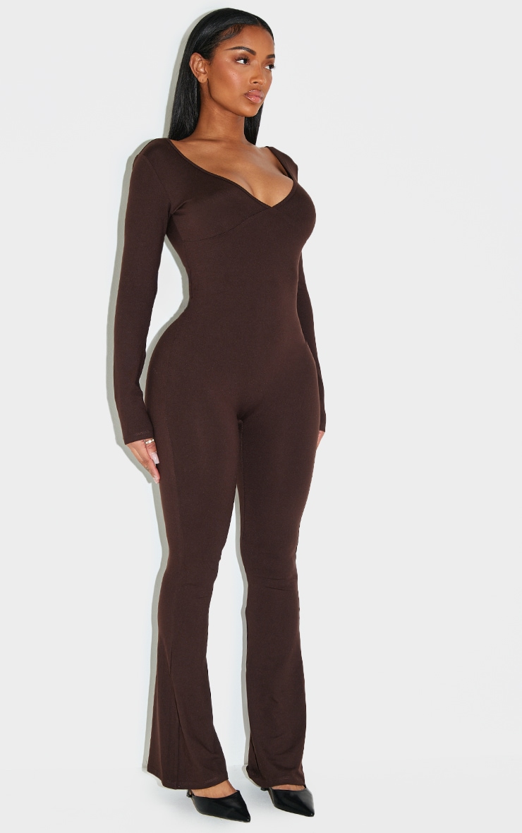  Shape Chocolate Sculpt Sweetheart Neck Flared Jumpsuit image 3