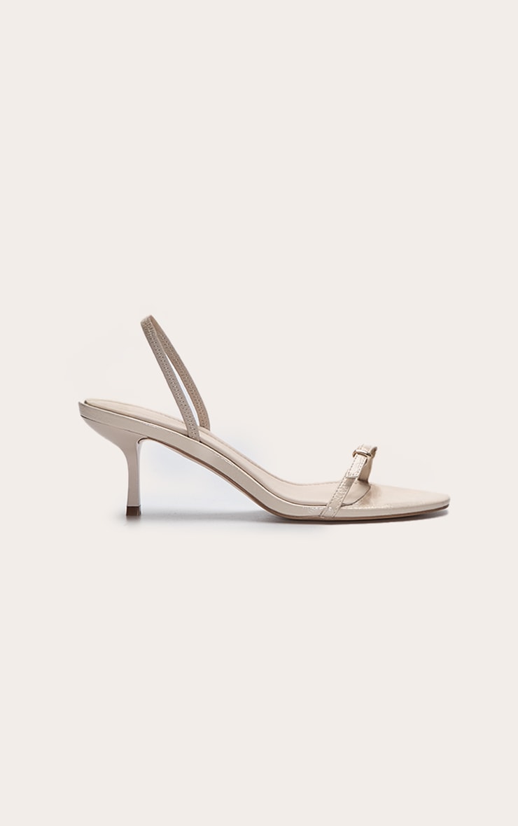 Cream Crinkle Buckle Sling Back Round Toe Heeled Sandal image 2