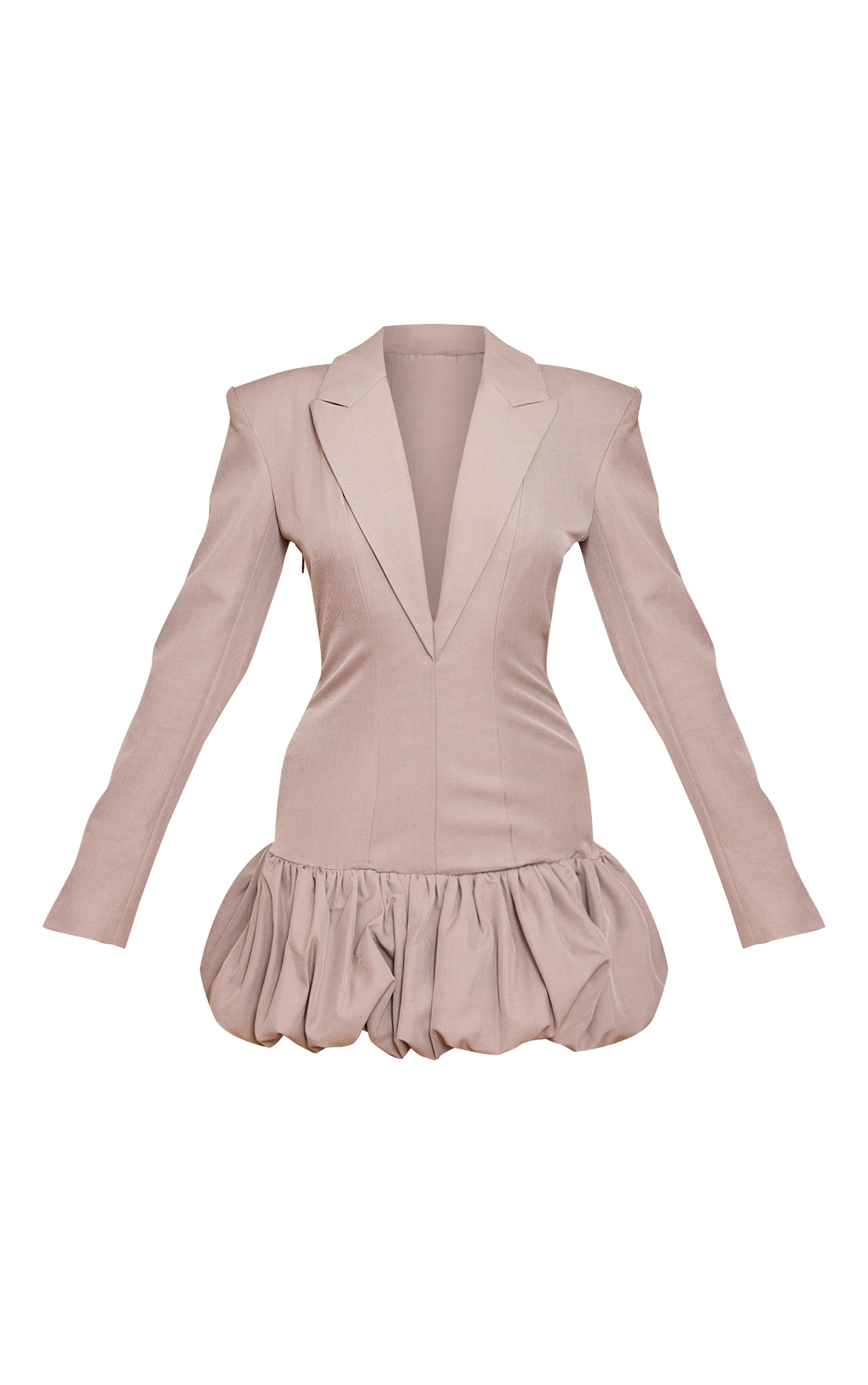 Mushroom Plunge Puff Hem Blazer Dress image 5