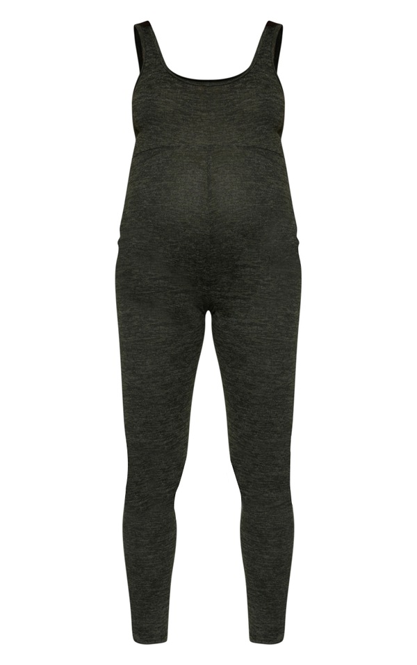 Maternity Khaki Soft Rib Jumpsuit Maternity PrettyLittleThing