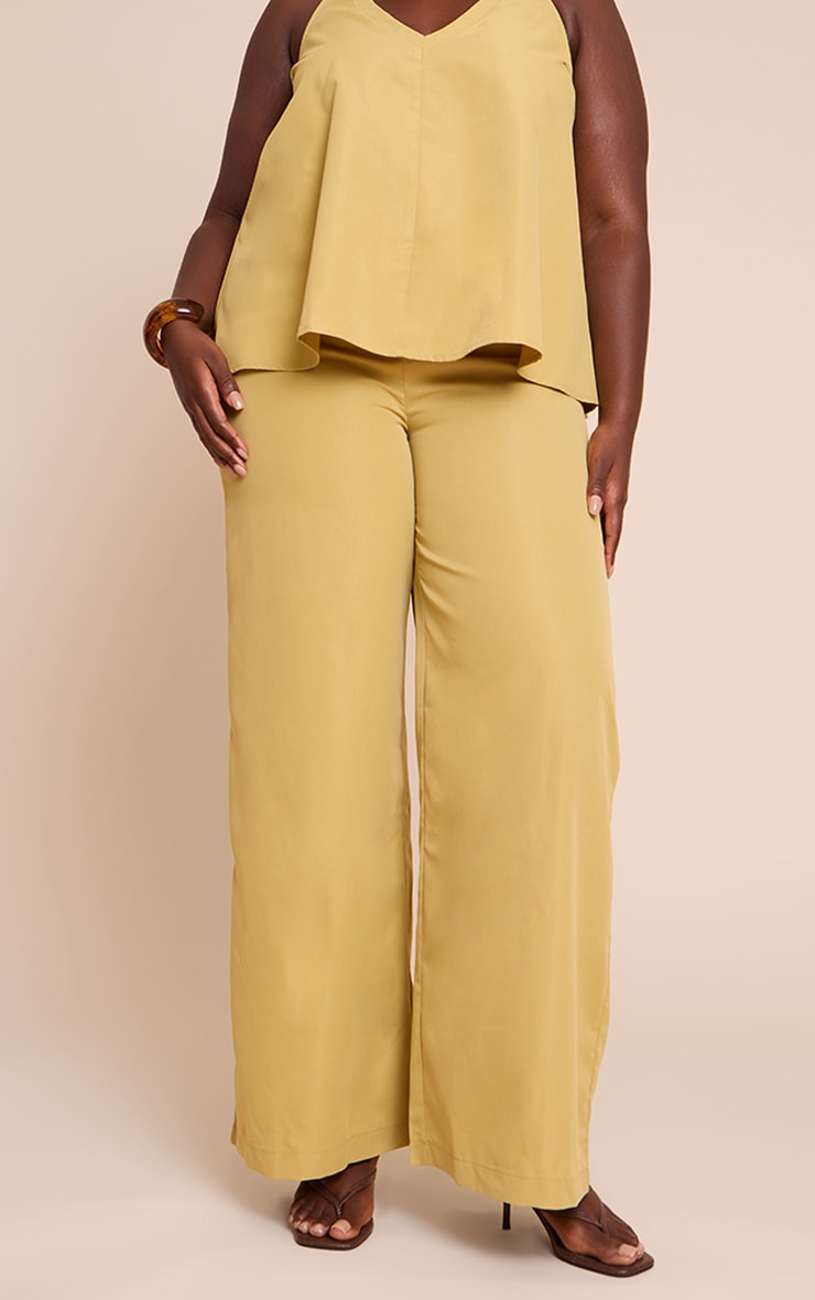 Plus Warm Sand Tailored Wide Leg Drawstring Pants image 2
