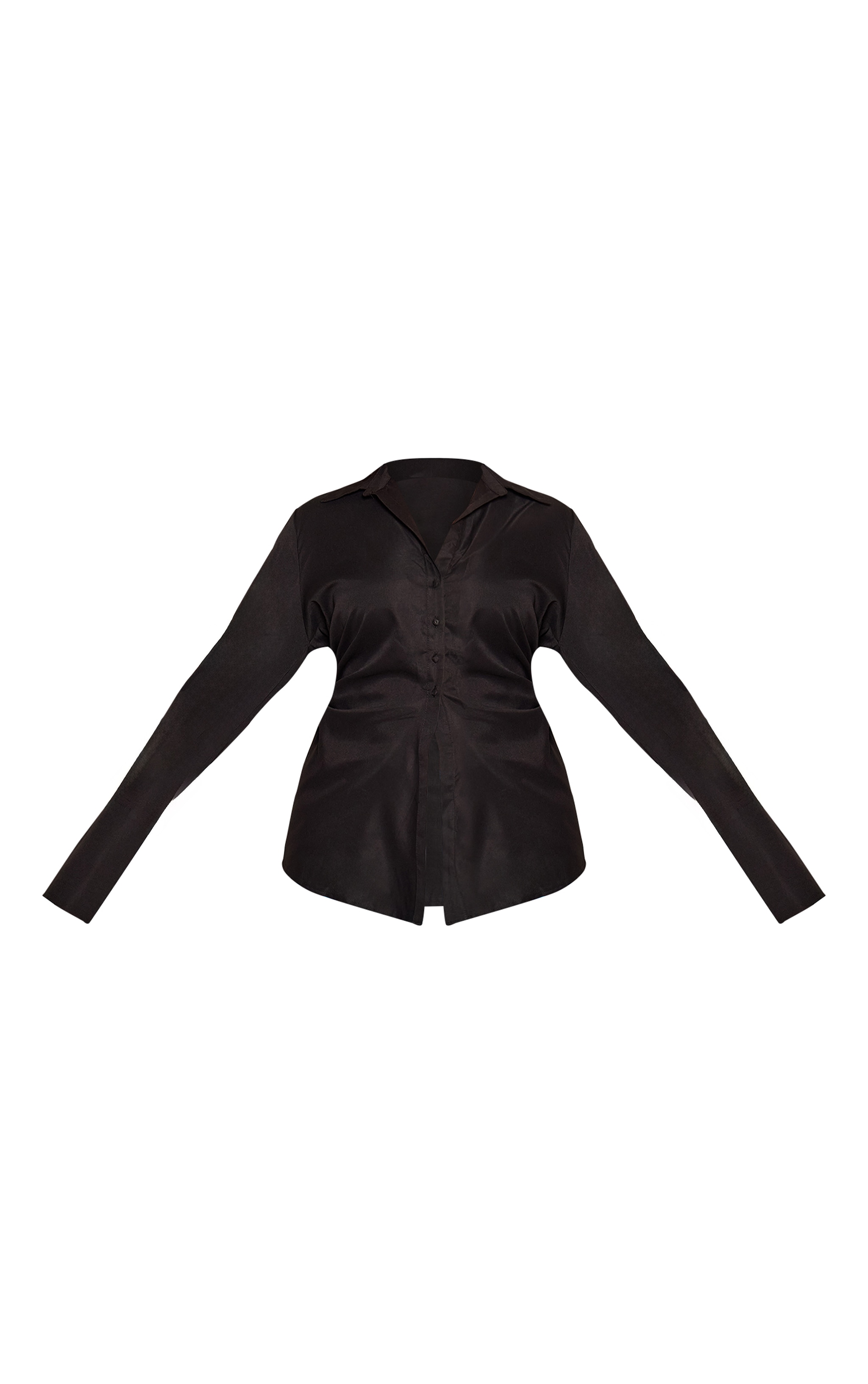 Plus Black Asymmetric White Cinched Shirt image 5