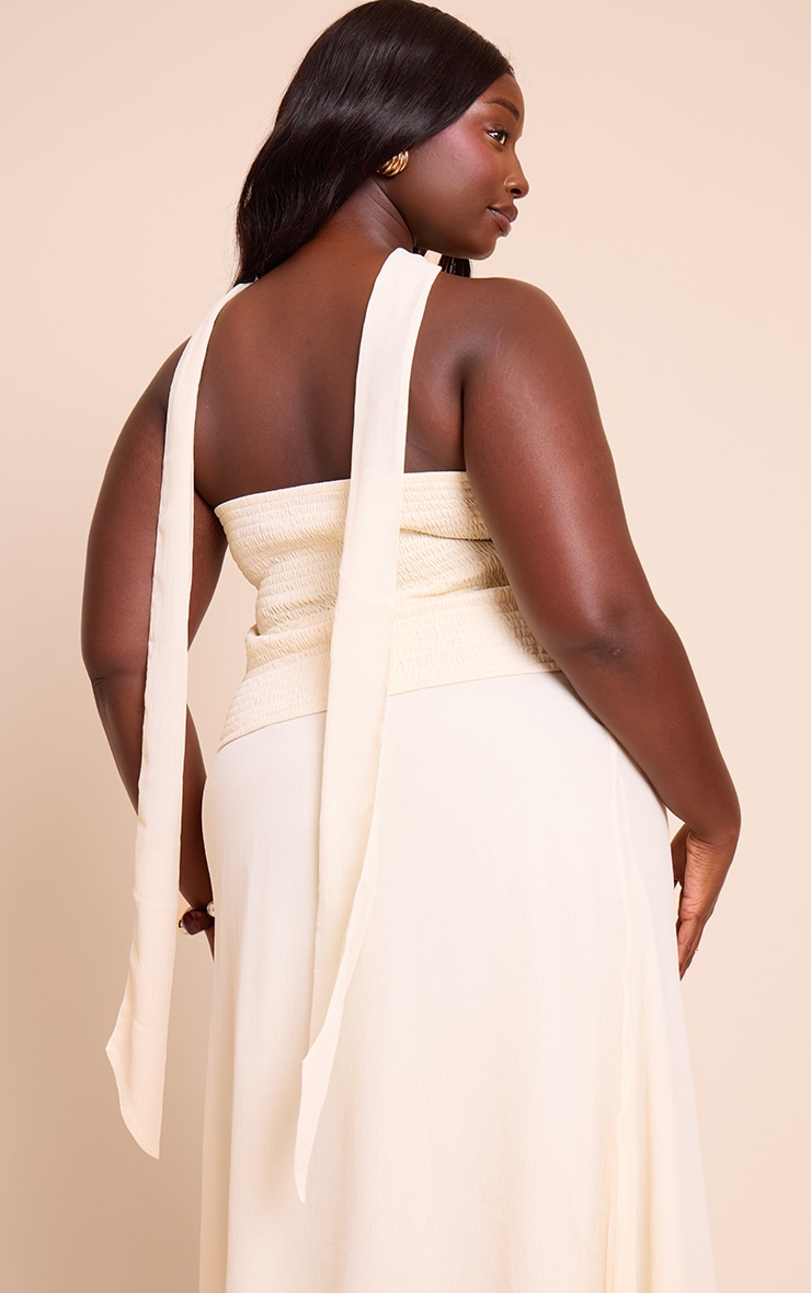 Plus Cream Chiffon Neck Wrap Top image 2