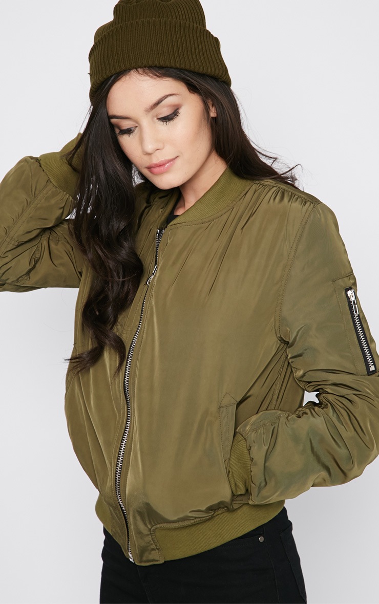 Maska Khaki Bomber Jacket Coats_Jackets PrettyLittleThing