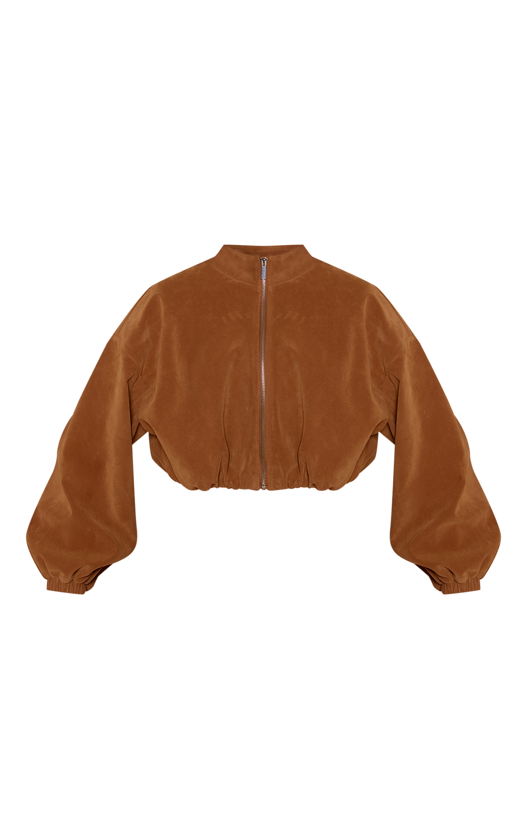 Caramel Faux Suede Cropped Bomber Jacket  image 5