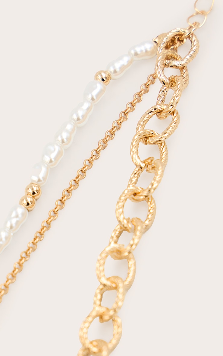 White Beaded Layered Charm Pendant Necklace image 3