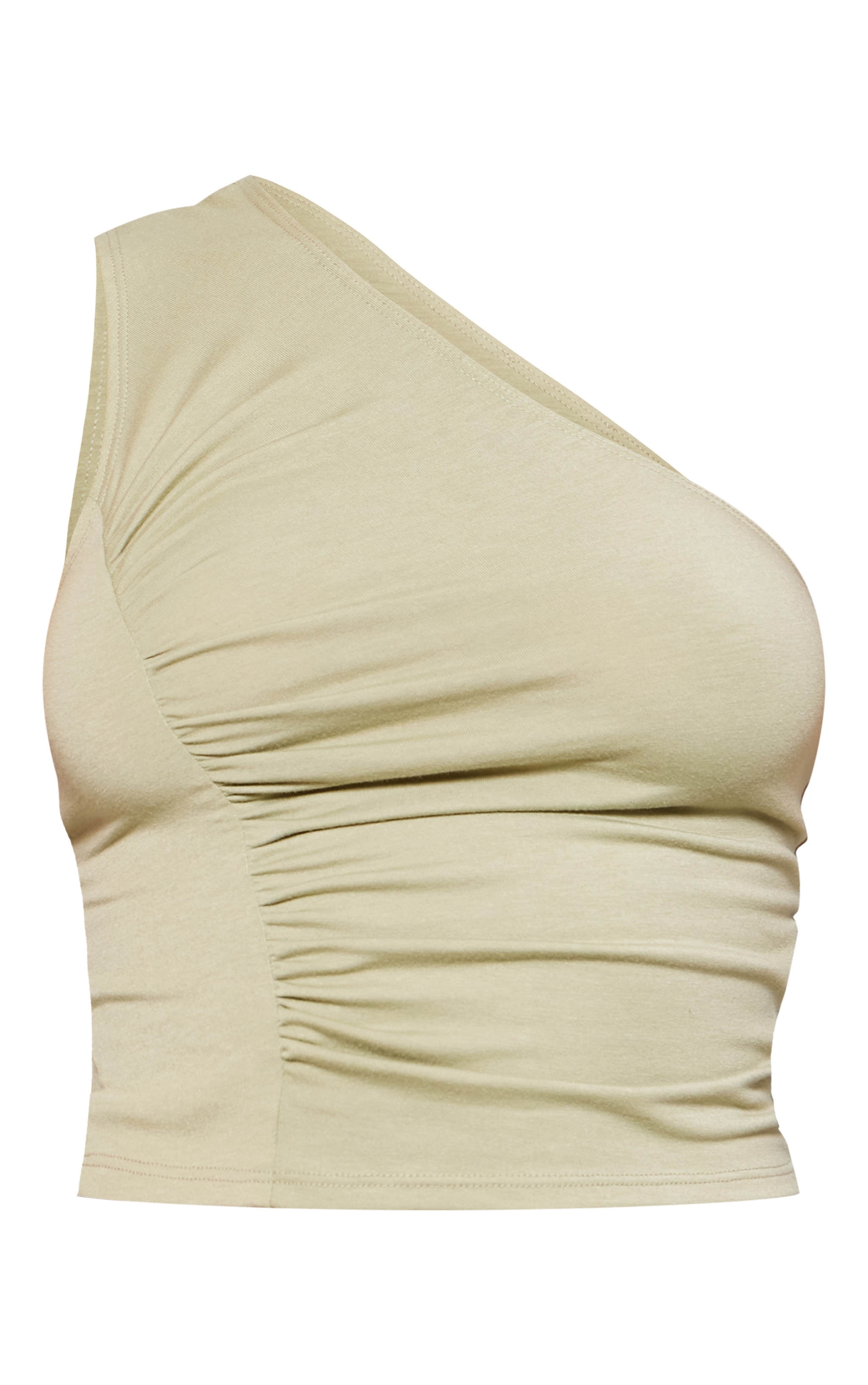 Sage Jersey Ruched Detail One Shoulder Top image 5