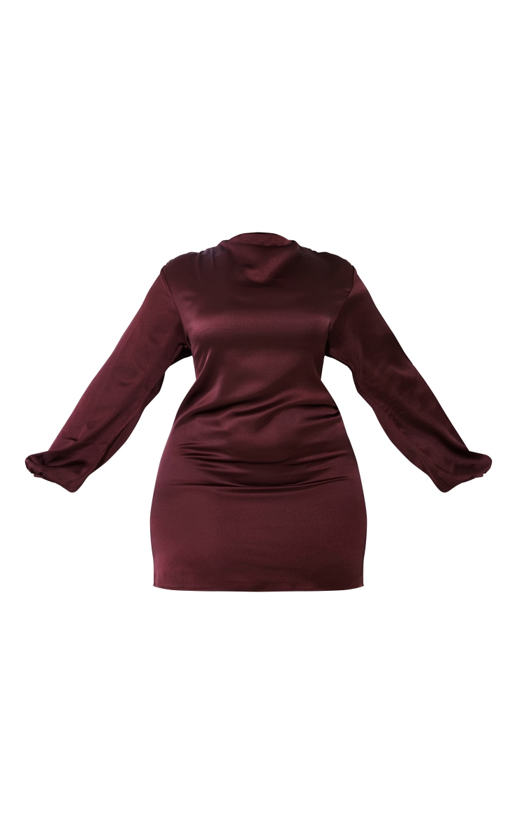 Plus Chocolate Tie Back Satin Bodycon Dress image 5