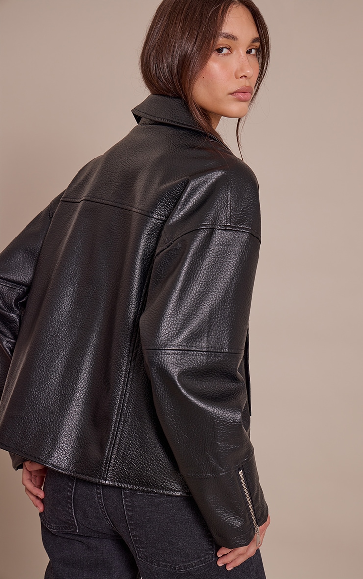 Veste motard oversize en PU noir image 2
