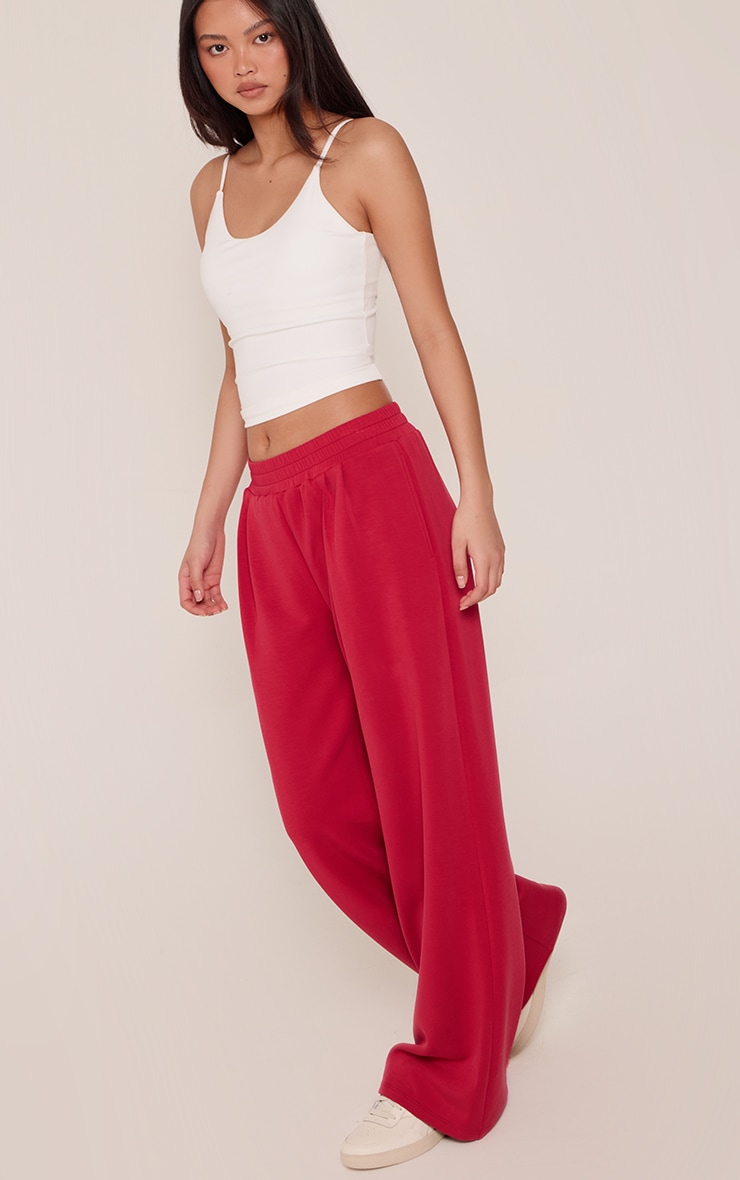 Red Super Soft Elasticated Waist Wide Leg Sweatpants image 1