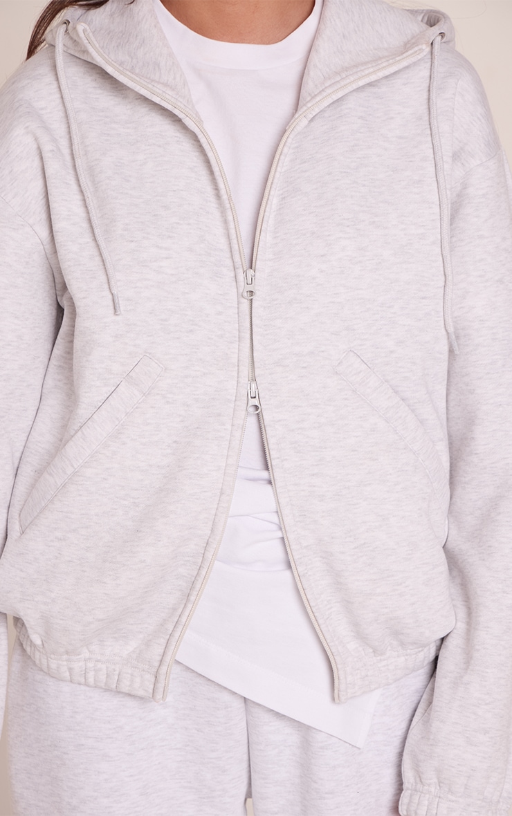 Ash Grey Funnel Neck Zip Up Hoodie image 4