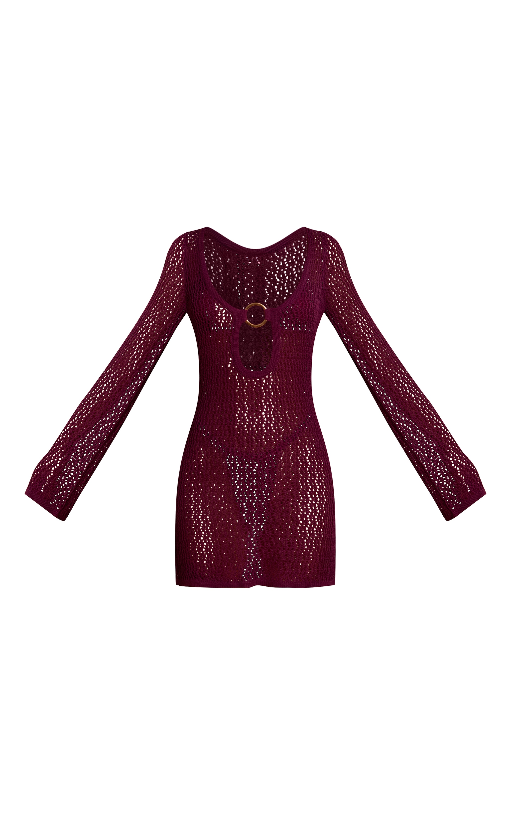 Plum Crochet O Ring Mini Beach Dress image 5