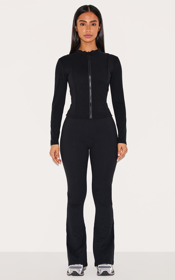 Petite Top Sculpt noir sans coutures noir à zip et détail contours image 3