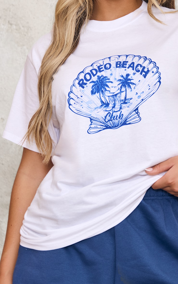 White Shell Rodeo Beach Graphic Oversized Tee image 4