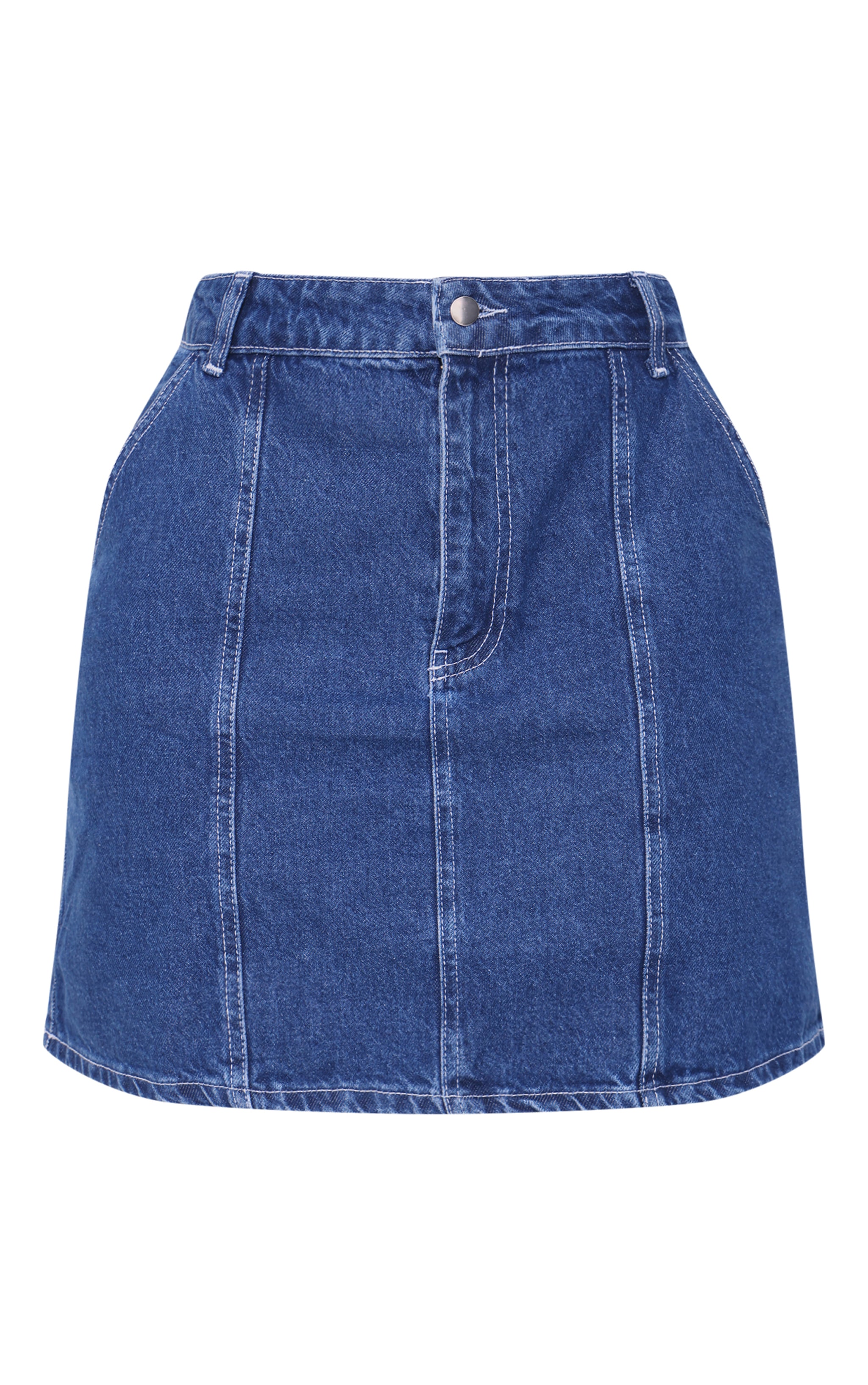 Plus Mid Blue Wash Carpenter Pocket Detail Denim Mini Skirt image 5