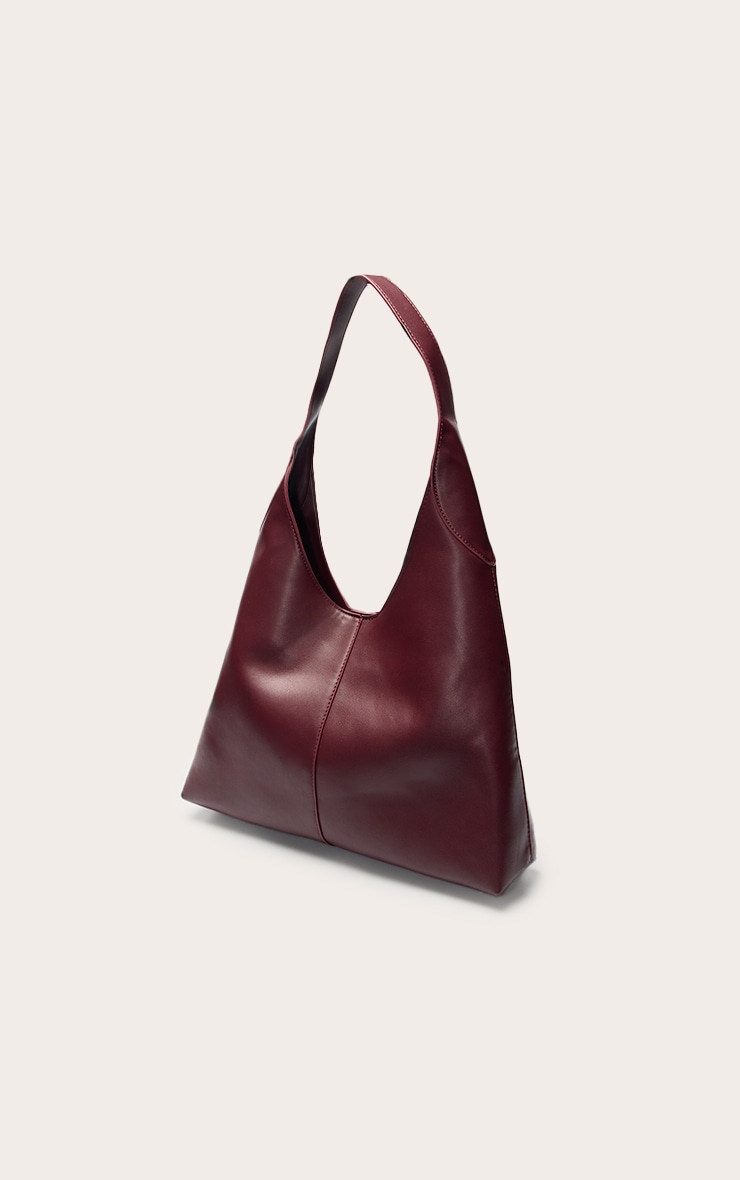 Tote bag structuré en PU bordeaux image 3