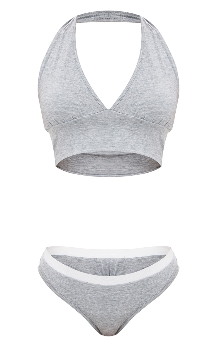 Basic black jersey bandeau bra and knicker set video lulus