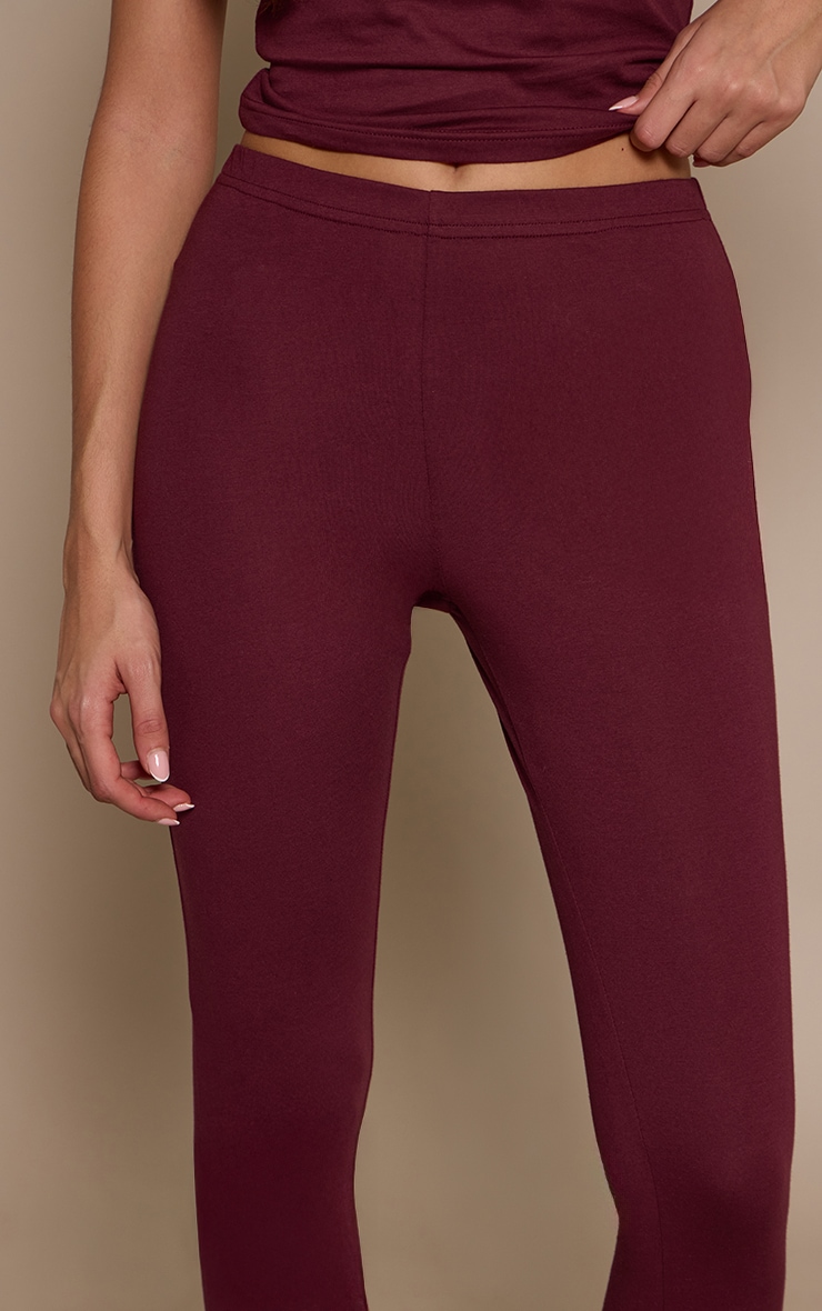 Burgundy High Waist Cotton Leggings  image 4