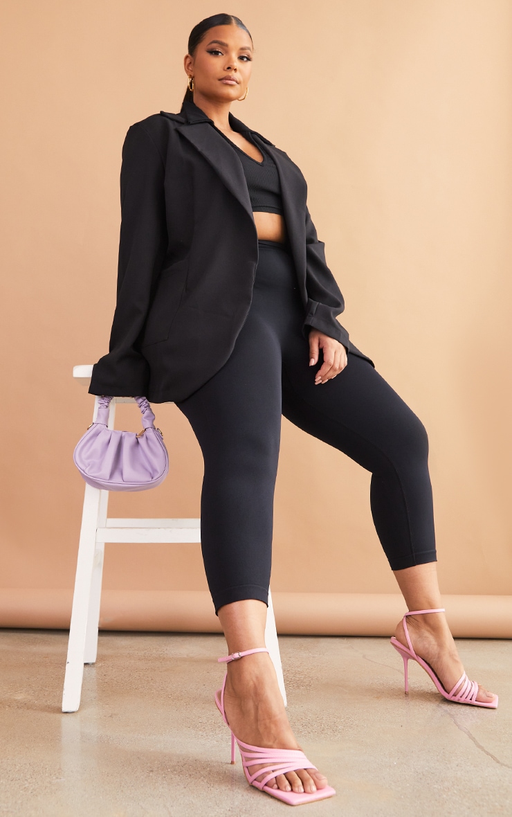 Plus Black Basic Single Breasted Oversized Blazer