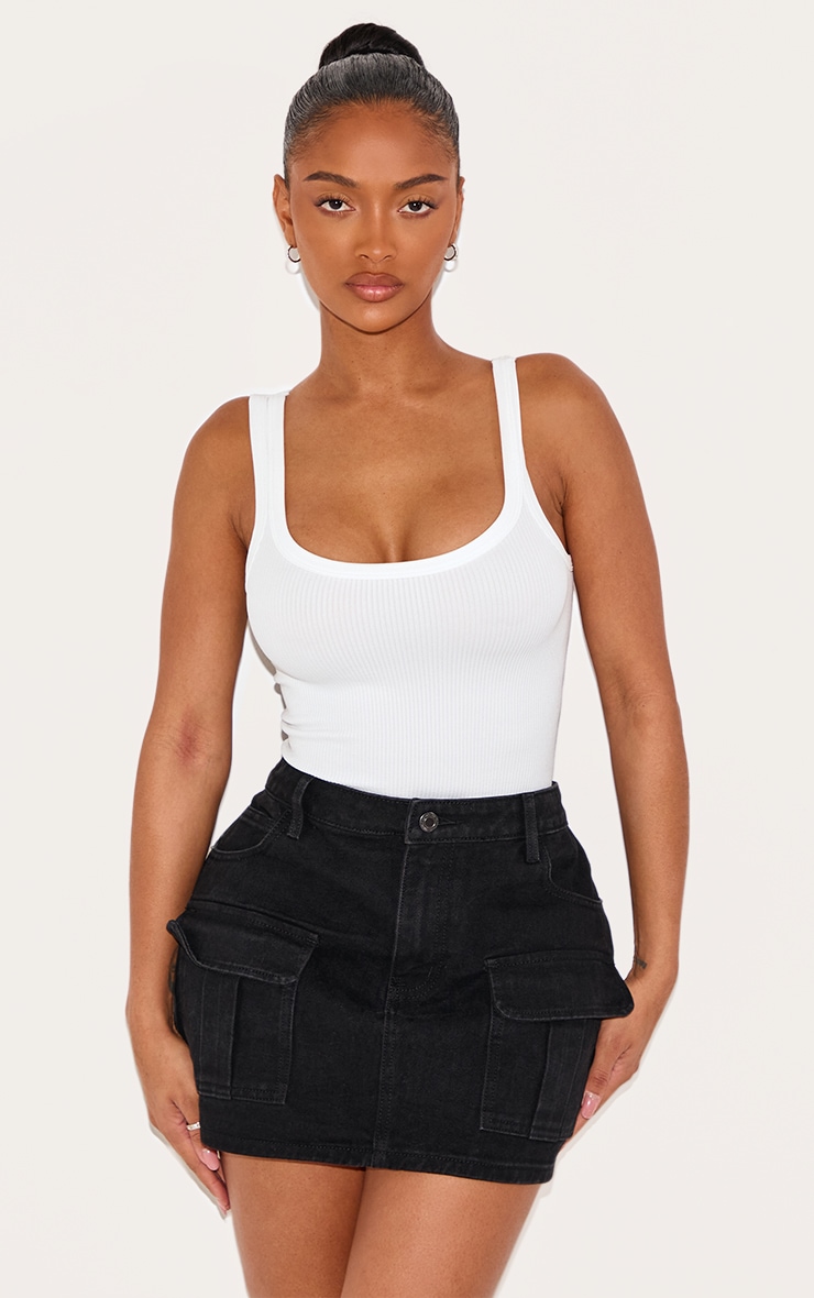 Shape Micro jupe en jean noir à taille basse image 4