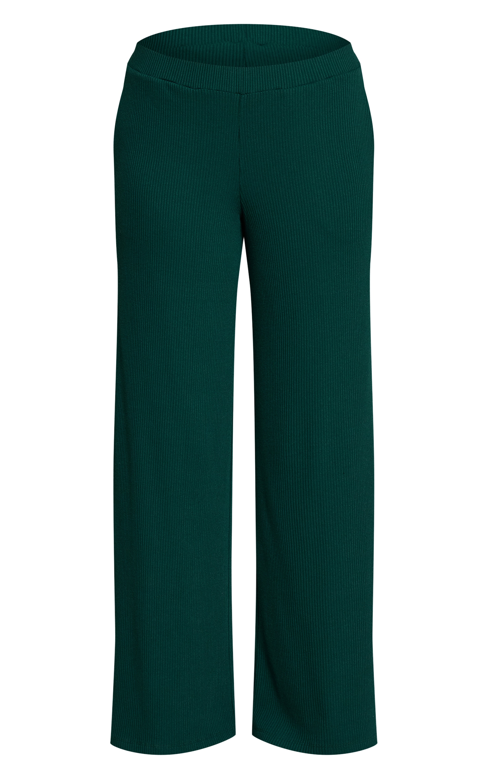 Dark Green Rib Drawstring Low Rise Straight Leg Pants image 5