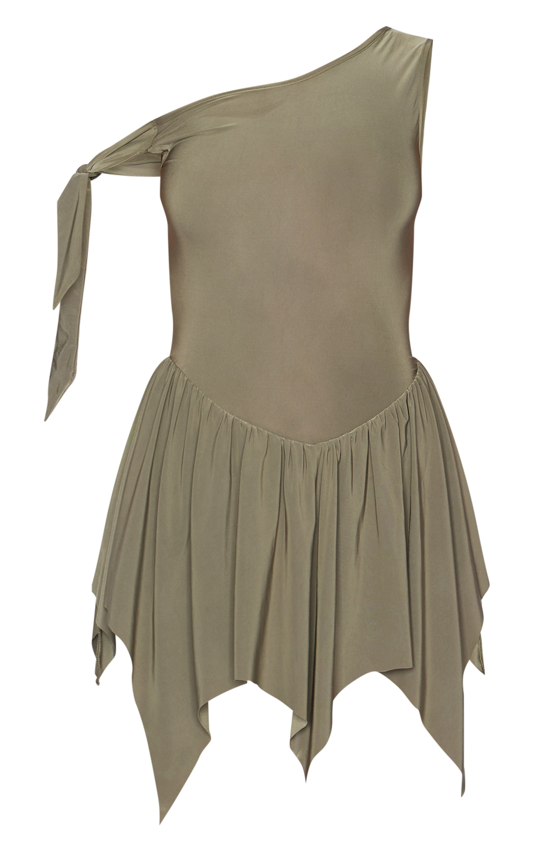 Combishort jupe-short style tutu moulant kaki à bretelle nouée image 5