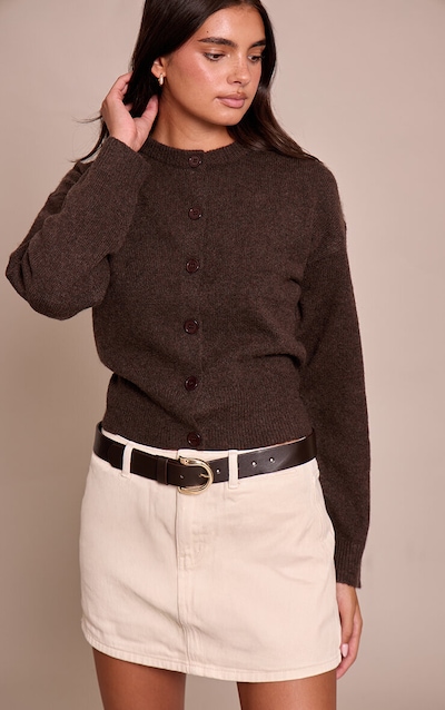 Chocolate Crew Neck Knit Cardigan